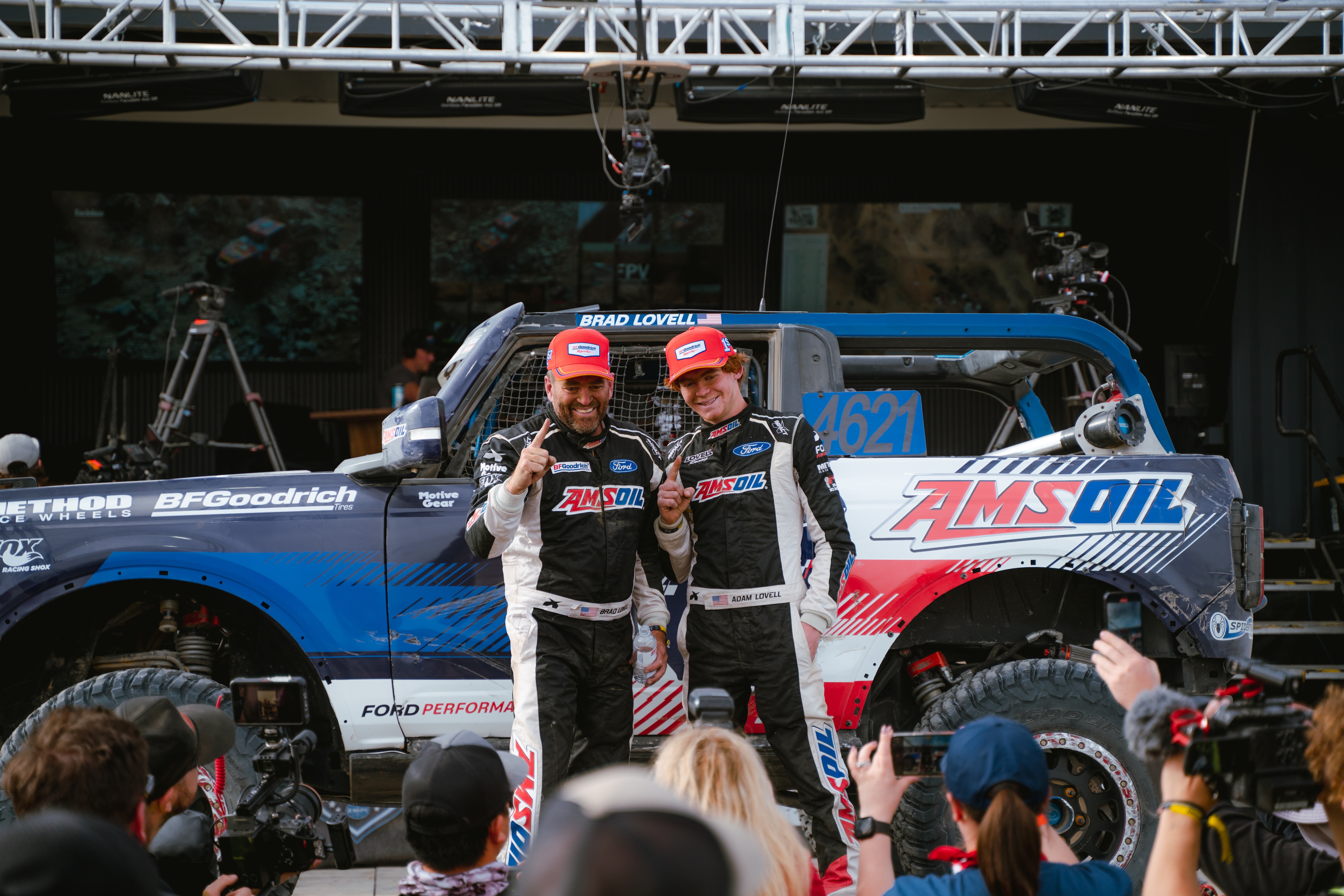 Brad Lovell, with his son Adam as co-driver, secured victory in the 4600 Stock Class in the Every Man Challenge in the Ford Bronco 4600.